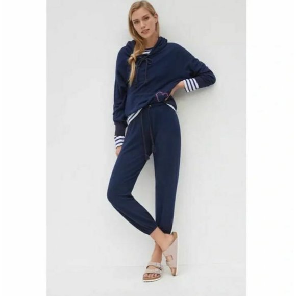 Sundry Anthropologie Size XS 0 Heart Patch Hoodie Pullover in Blue Sweatshirt - Picture 2 of 11